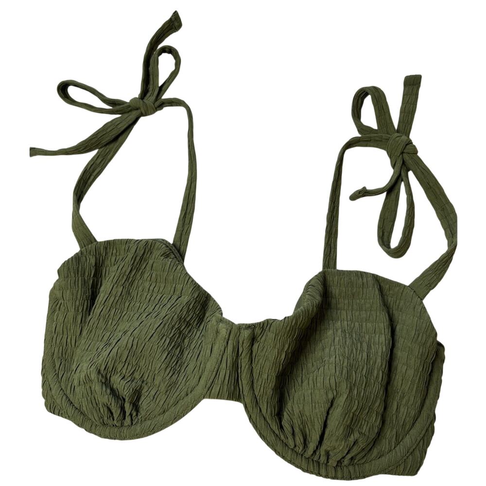 Abercrombie & Fitch NWT Curve Love Olive Green Tie Strap Underwire Swim Top XXS